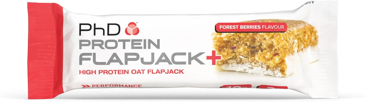 Nutrition | Protein Flapjack+ | High Protein, Low Sugar | Rolled Oats Protein Snack | Complex Carbohydrates and Vitamin E | 19G Protein, 270 Calories | Forest Berries, 12 Bars