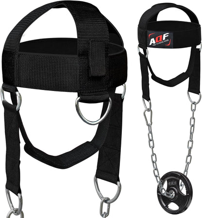 Adjustable Head Harness Dipping Neck Builder with D-Hook Attachment Weight Lifting Chain Harness