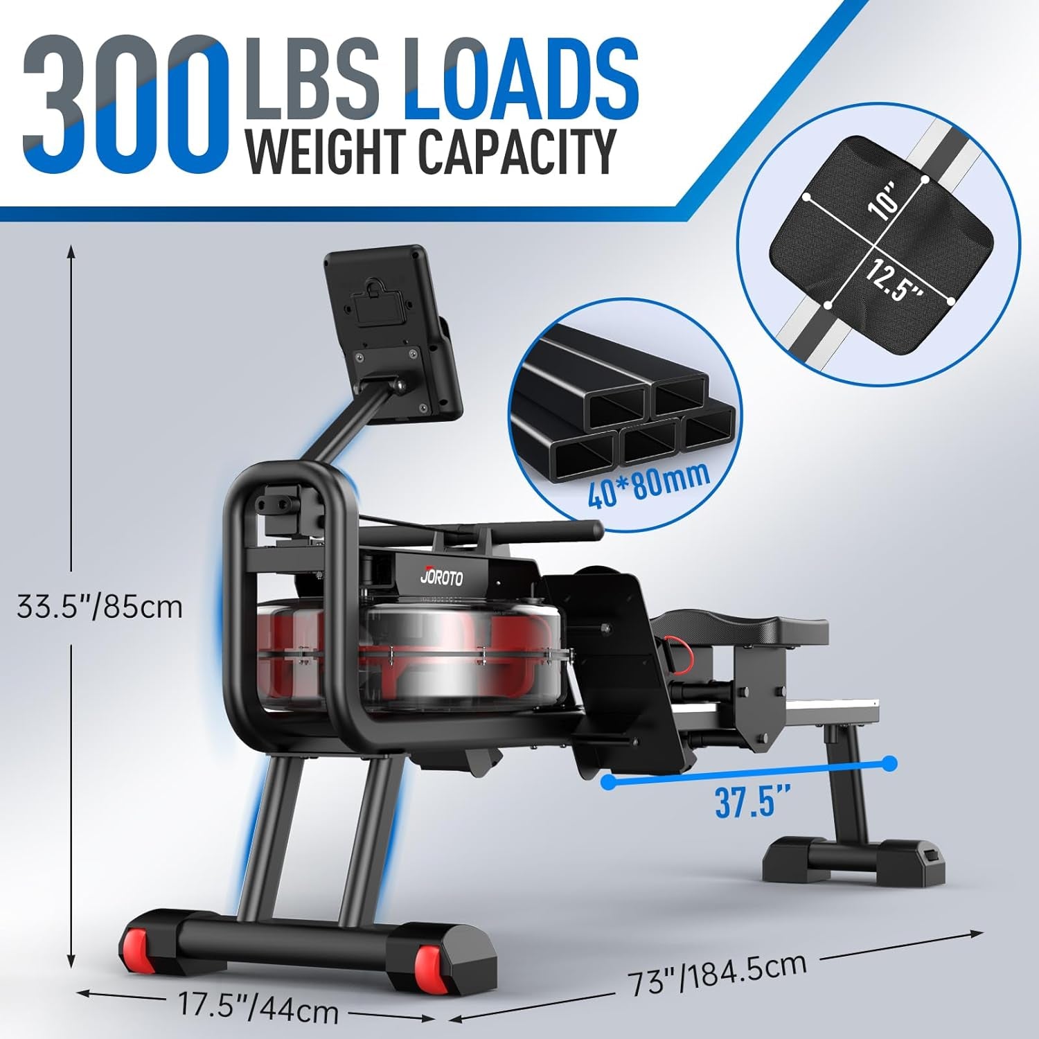 Water Rowing Machine for Home Gym with Bluetooth, Tablet Holder - 330LS Weight Capacity