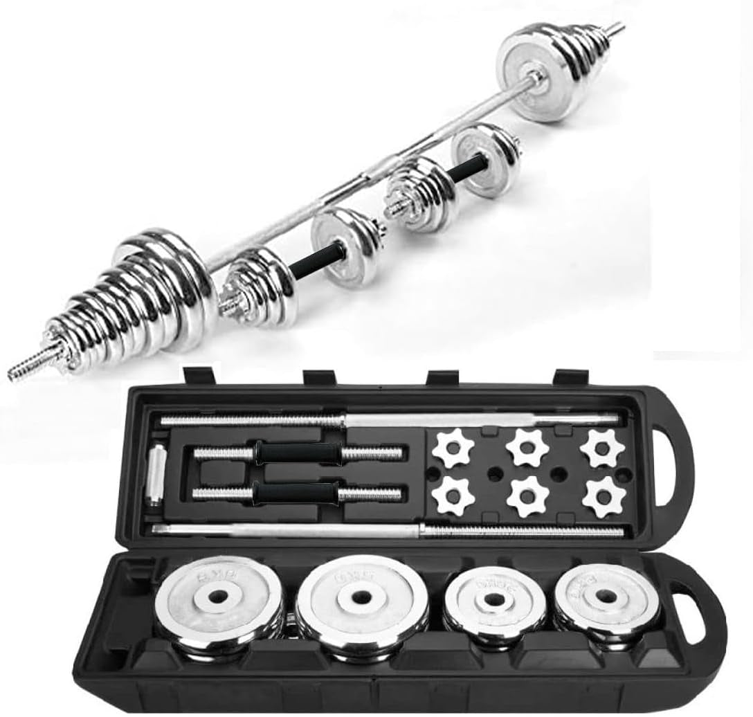 50Kg Barbell Dumbbell Chromed Cast Iron Home Gym Weight Set