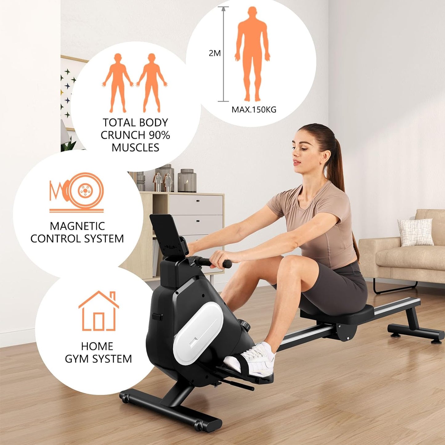 Magnetic/Folding Rowing Machine for Home Use Rower Machine for Home Gym Office