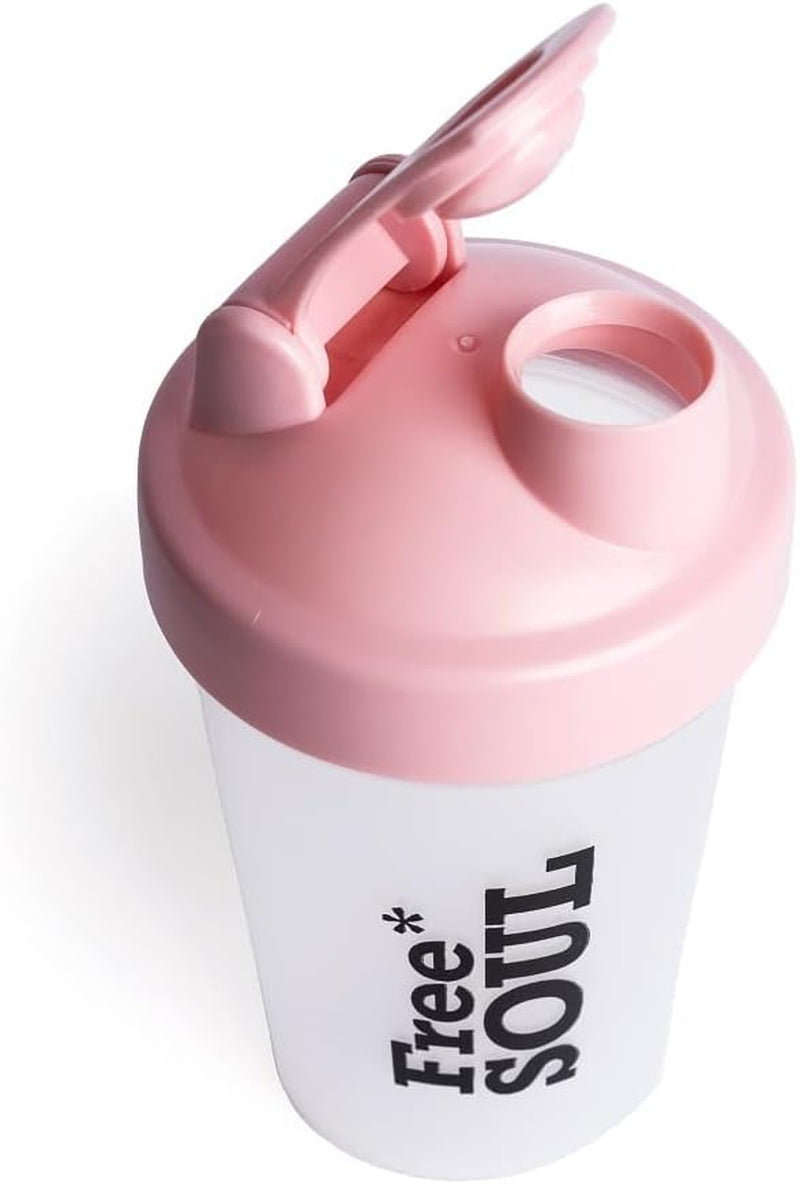 Protein Shaker Bottle 400Ml with Mixball - Pink - BPA Free - Mini Water Bottle for Protein Shakes - Small & Easy to Grip & Temperature Safe