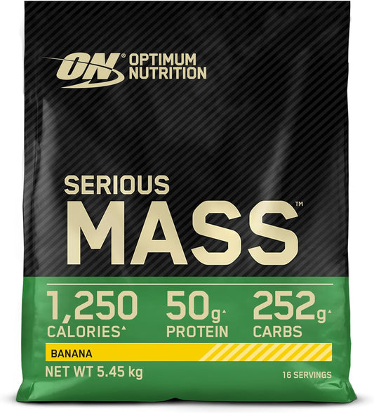 Serious Mass Protein Powder with Creatine, Glutamine, 25 Vitamins and Minerals, Banana Flavour, 16 Servings, 5.45KG