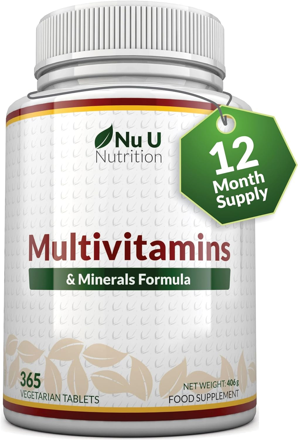 Multivitamin Tablets for Men & Women - 365 Tablets - 1 Year Supply - 25 A-Z Multivitamins & Minerals Including Iron, Zinc & Vitamin D - One a Day - Made in the UK