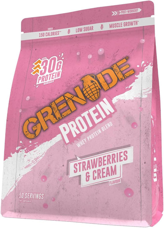 Protein Powder, Whey Protein Blend with 30G Protein per Serving, High Protein, Low Sugar (50 Servings) - Strawberries & Cream, 2 Kg (Pack of 1)