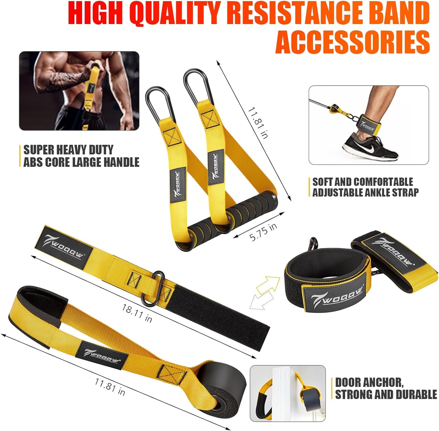 Heavy Resistance Bands Set for Men, 350Lbs Fitness Workout Bands with Handles, Door Anchor, Leg Ankle Straps, Home Gym Workout Equipment for Men Strength Training,Stretching