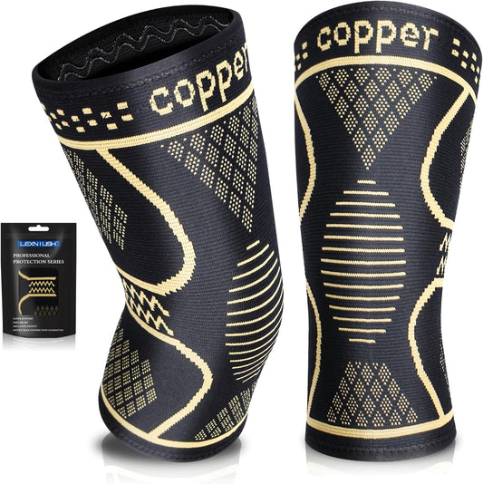 Copper Knee Support for Women/Men, Knee Brace Compression Sleeve Support for Arthritis, Joint Pain Relief, Ligament Damage, Knee Pain, Meniscus Tear, Acl,Mcl,Tendonitis,Running,Squats,Sports