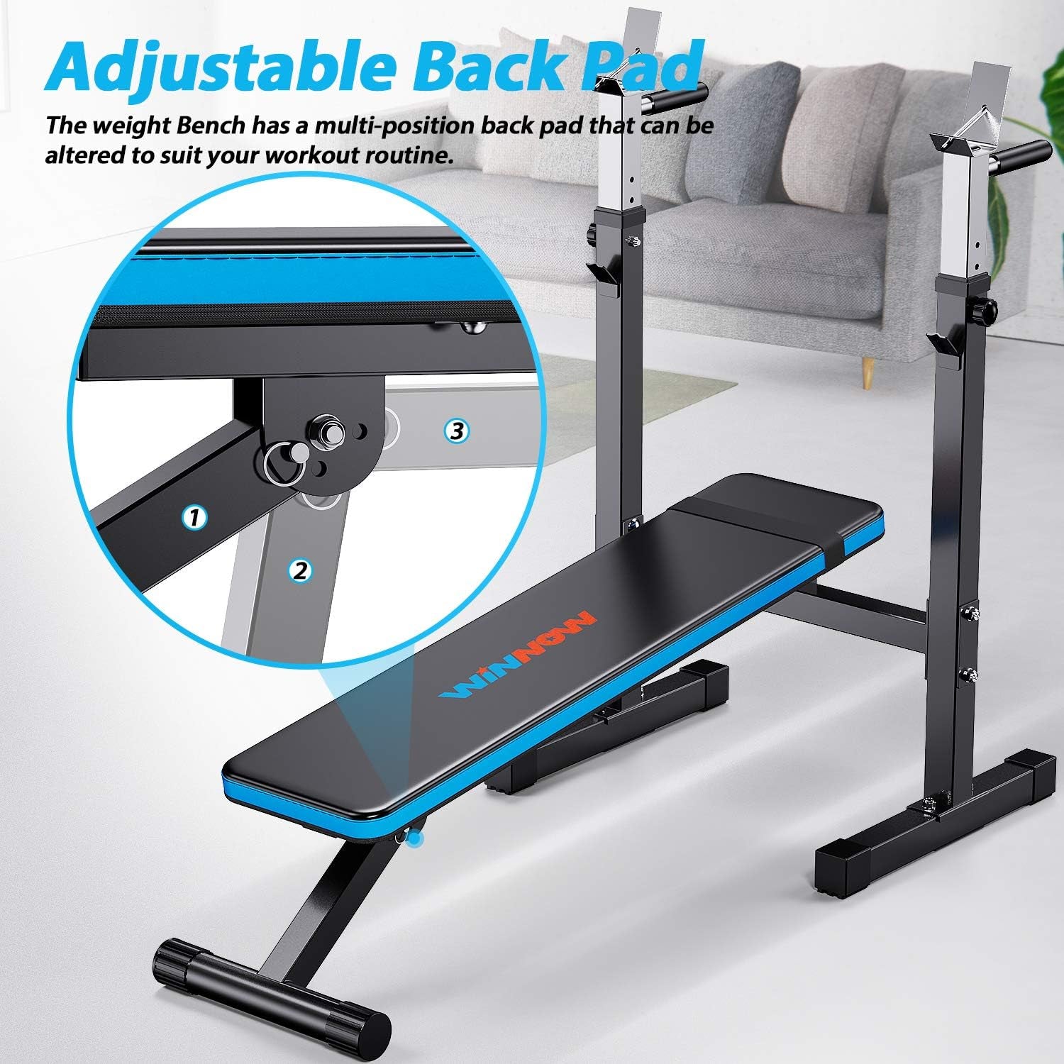 Adjustable Weight Bench with Dip Station Folding Heavy Duty Weight Lifting Bench Home Training Gym Multiuse Workout Bench