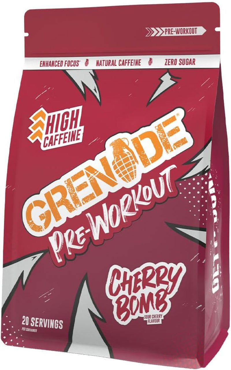 High Caffeine Pre Workout Powder with Natural Caffeine, Citrulline, Beta Alanine, Tyrosine & Betaine (20 Servings) - Cherry Bomb, 330 G (Pack of 1)