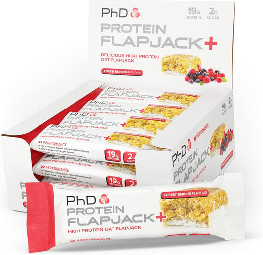 Nutrition | Protein Flapjack+ | High Protein, Low Sugar | Rolled Oats Protein Snack | Complex Carbohydrates and Vitamin E | 19G Protein, 270 Calories | Forest Berries, 12 Bars