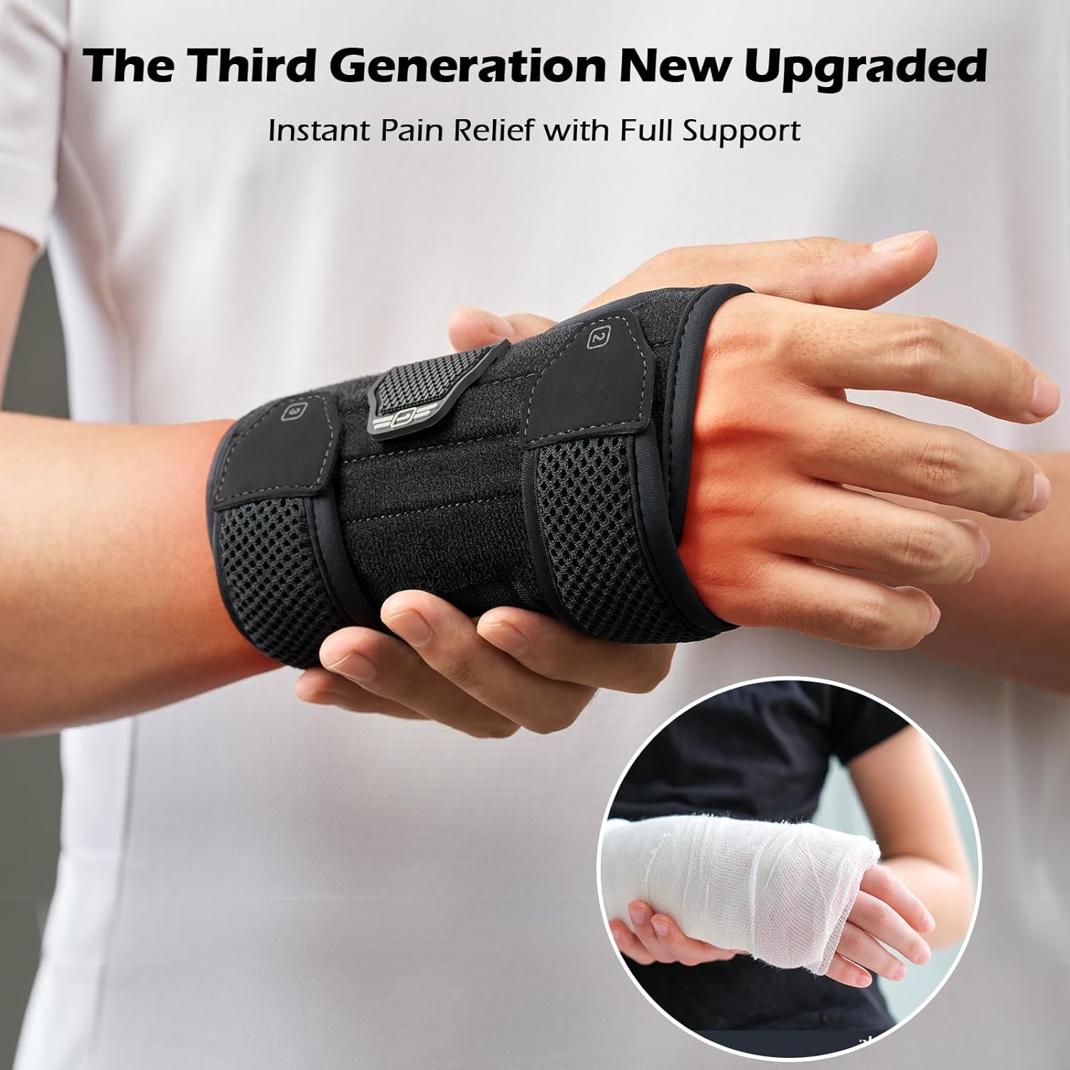 Stable Version Wrist Support with 3 Metal Stays, Comfy Carpal Tunnel Wrist Splint with Soft Pad for Daily Use, Breathable Wrist Support Brace Fit Right Hand for Arthritis,Rsi,Sprain Recovery