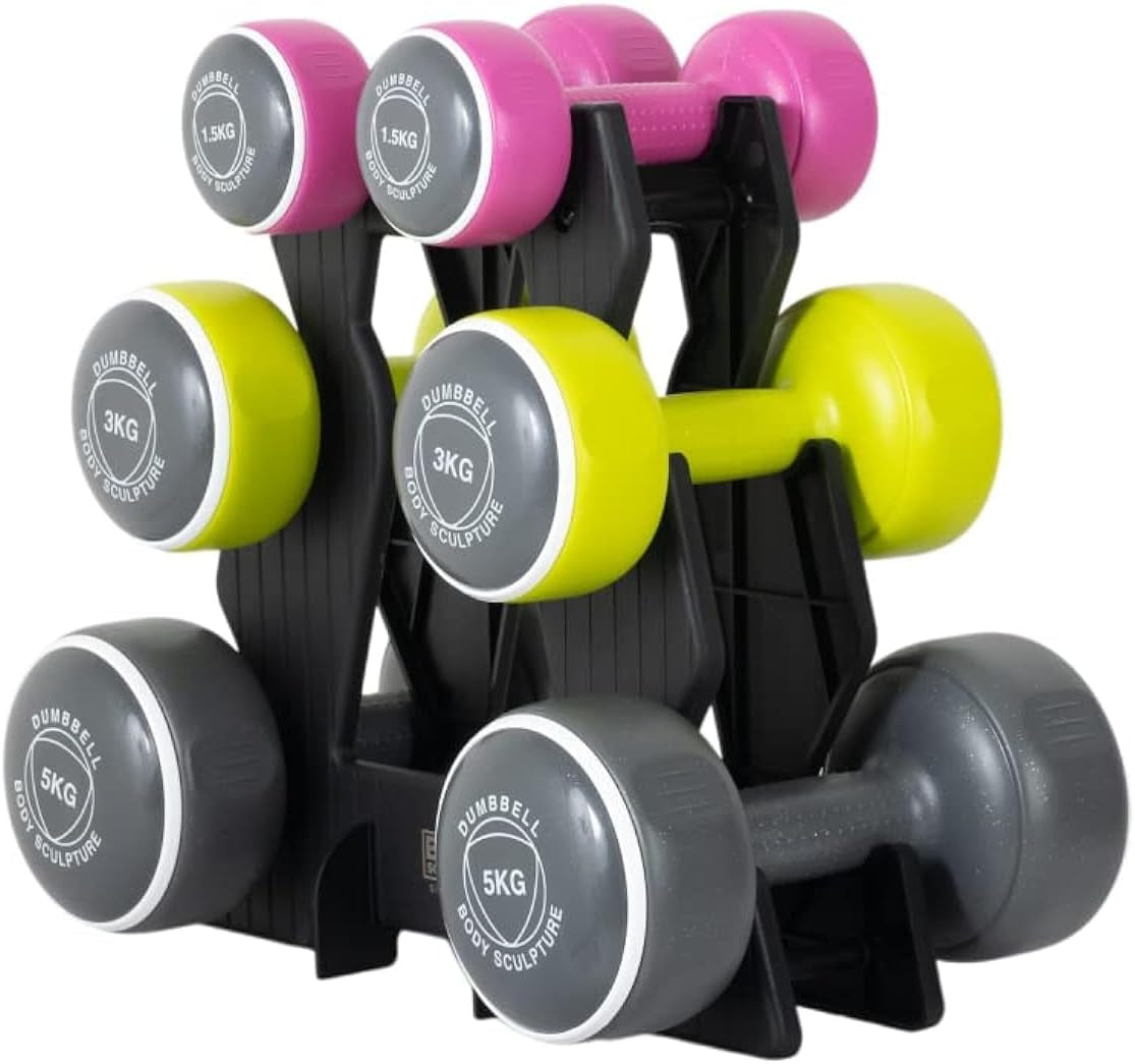 BW108T Smart Dumbbell Tower | Grey/Pink/Green, 1.5KG, 3KG & 5KG Sets Included