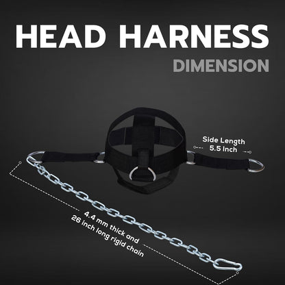 Adjustable Head Harness Dipping Neck Builder with D-Hook Attachment Weight Lifting Chain Harness