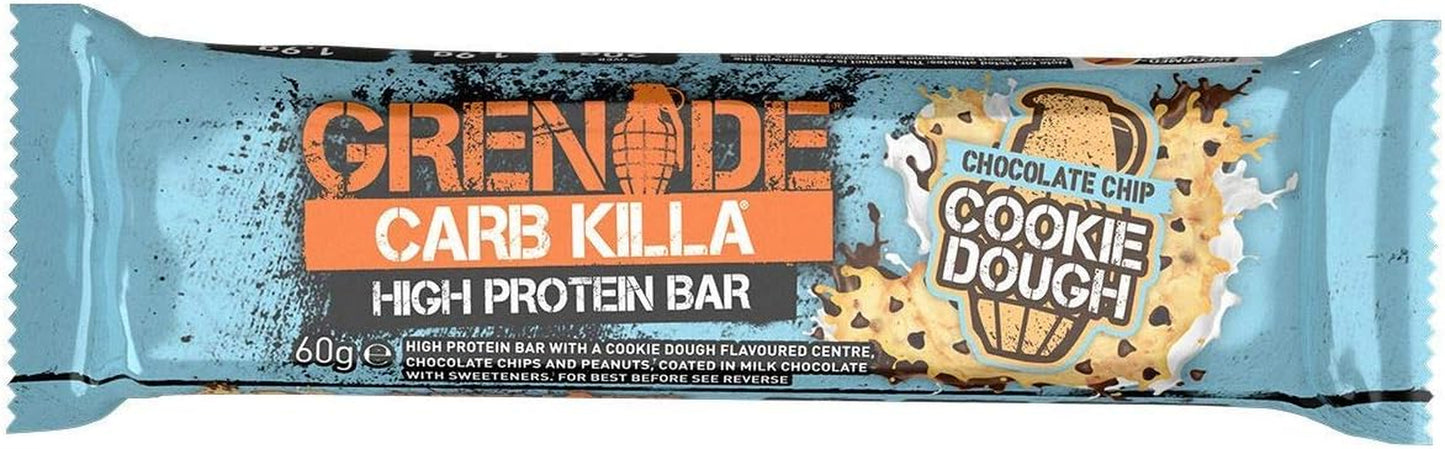 Carb Killa High Protein and Low Carb Bar, 12 X 60 G - Chocolate Chip Cookie Dough (Contains Peanuts)