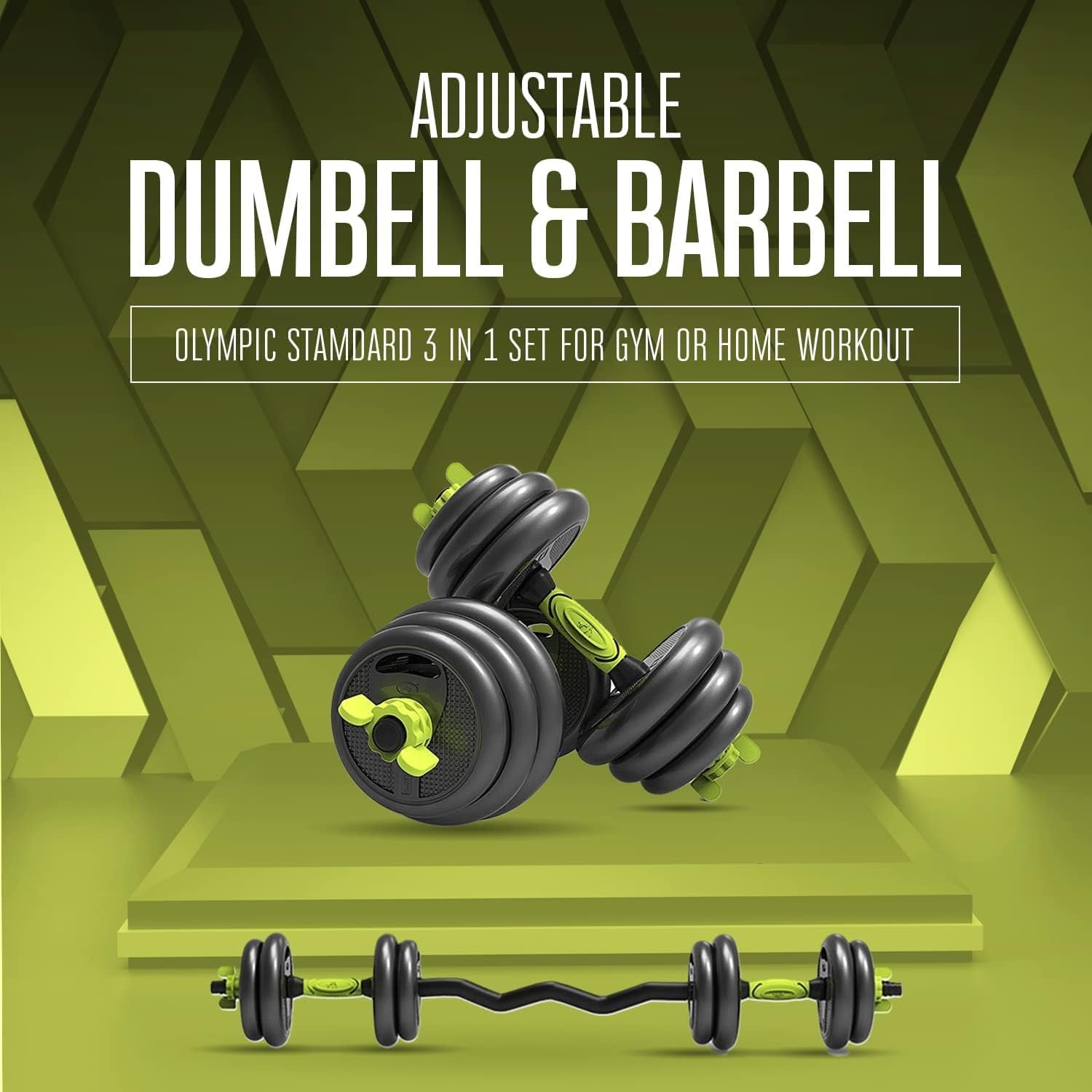 ® Adjustable 6 in 1 Dumbbell Straight and Curl Barbell Kettlebell Push up Set - 20KG 30KG 40KG SETS - Weight Lifting for Home Gym Fitness