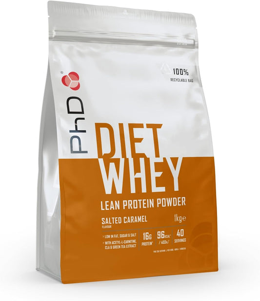 Nutrition Diet Whey Low Calorie Protein Powder, Low Carb, High Protein Lean Matrix, Salted Caramel Diet Whey Protein Powder, High Protein, 40 Servings per 1 Kg Bag