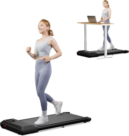 Walking Pad Treadmill under Desk, APP & Remote Control Portable Walking Treadmills for Home Office, 2.5HP Mini Treadmill Walking Running Machine with LCD Display, No Assembly