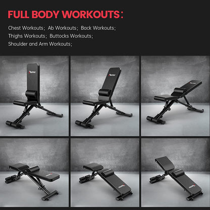 Adjustable Weight Bench Full Body Workout Multi-Purpose Foldable Incline Decline Exercise Workout Bench for Home Gym