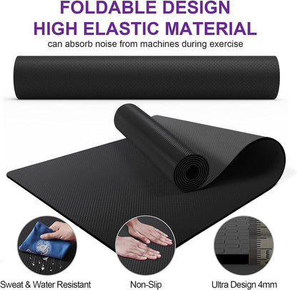 Treadmill Mat, Exercise Equipment Mat Heavy-Duty Protective Floor Mat for under Stationary Bike, Spin Bike, Fitness Equipment, 180Cm X 75Cm, Black