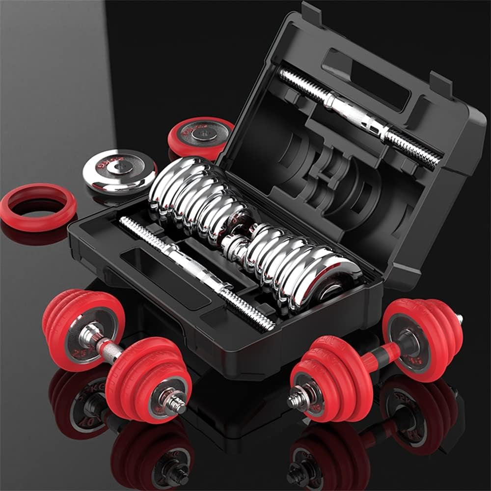 Adjustable Weights Dumbbell Barbell Set Anti-Slip Metal Handle 3-In-1 Cast Iron Free Weights Dumbbells Set with Connecting Rod for Homebody Workout Fitness