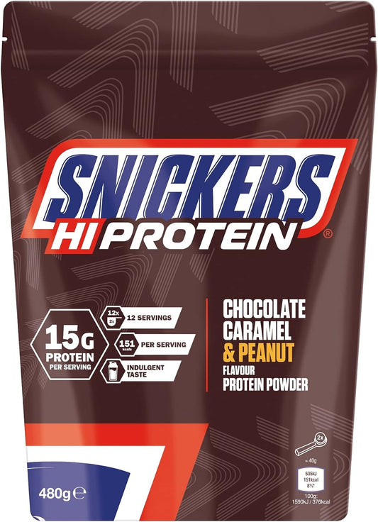 Chocolate, Caramel & Peanut Flavour Whey Protein Shake Powder 480G, 12 Servings, 15G Protein, Vegetarian