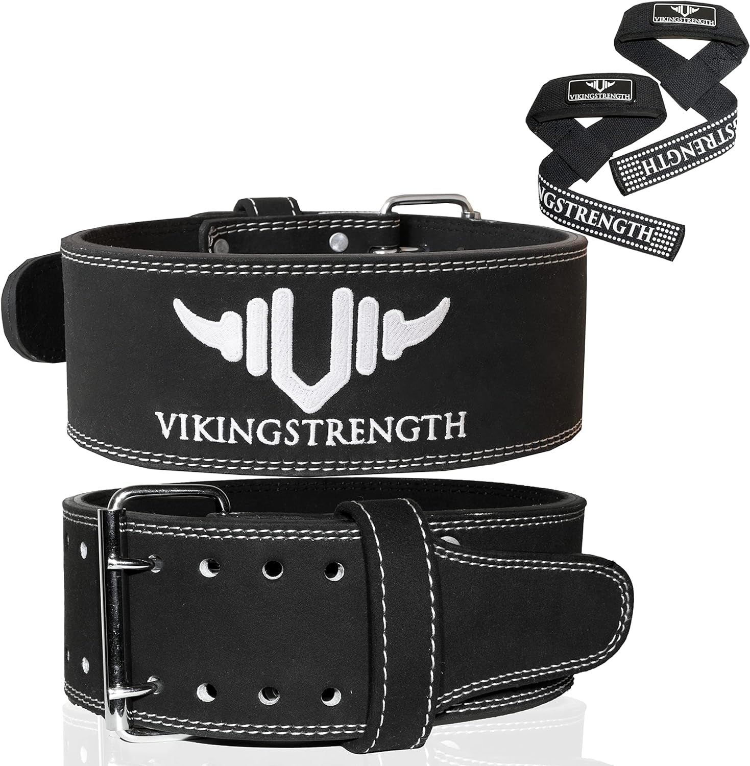 Premium Weight Lifting Belt with Lifting Straps, Gym Weightlifting Belt for Men and Women, Perfect for Squat, Powerlifting, Crossfit and Deadlifting M-4XL + V-Strength Workout App