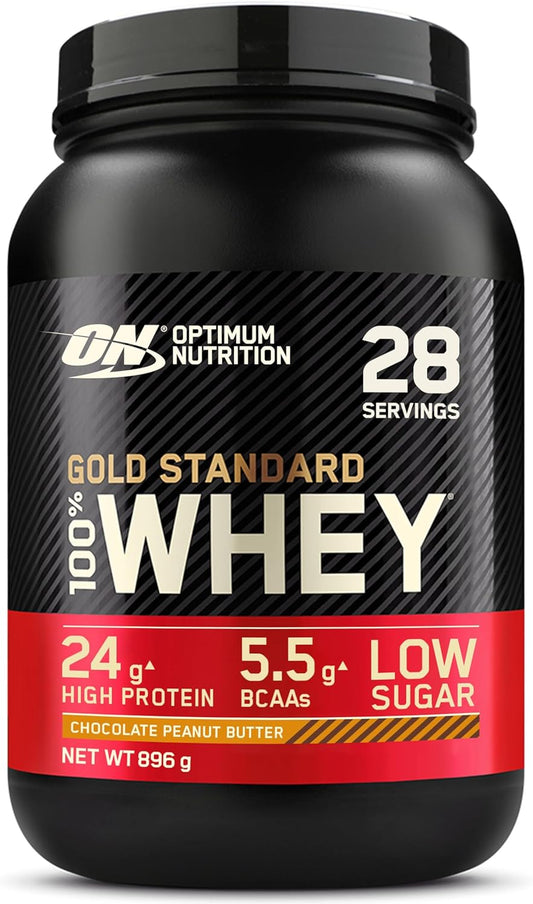 Gold Standard 100% Whey Protein, Muscle Building Powder with Naturally Occurring Glutamine and BCAA Amino Acids, Chocolate Peanut Butter Flavour, 28 Servings, 896 G