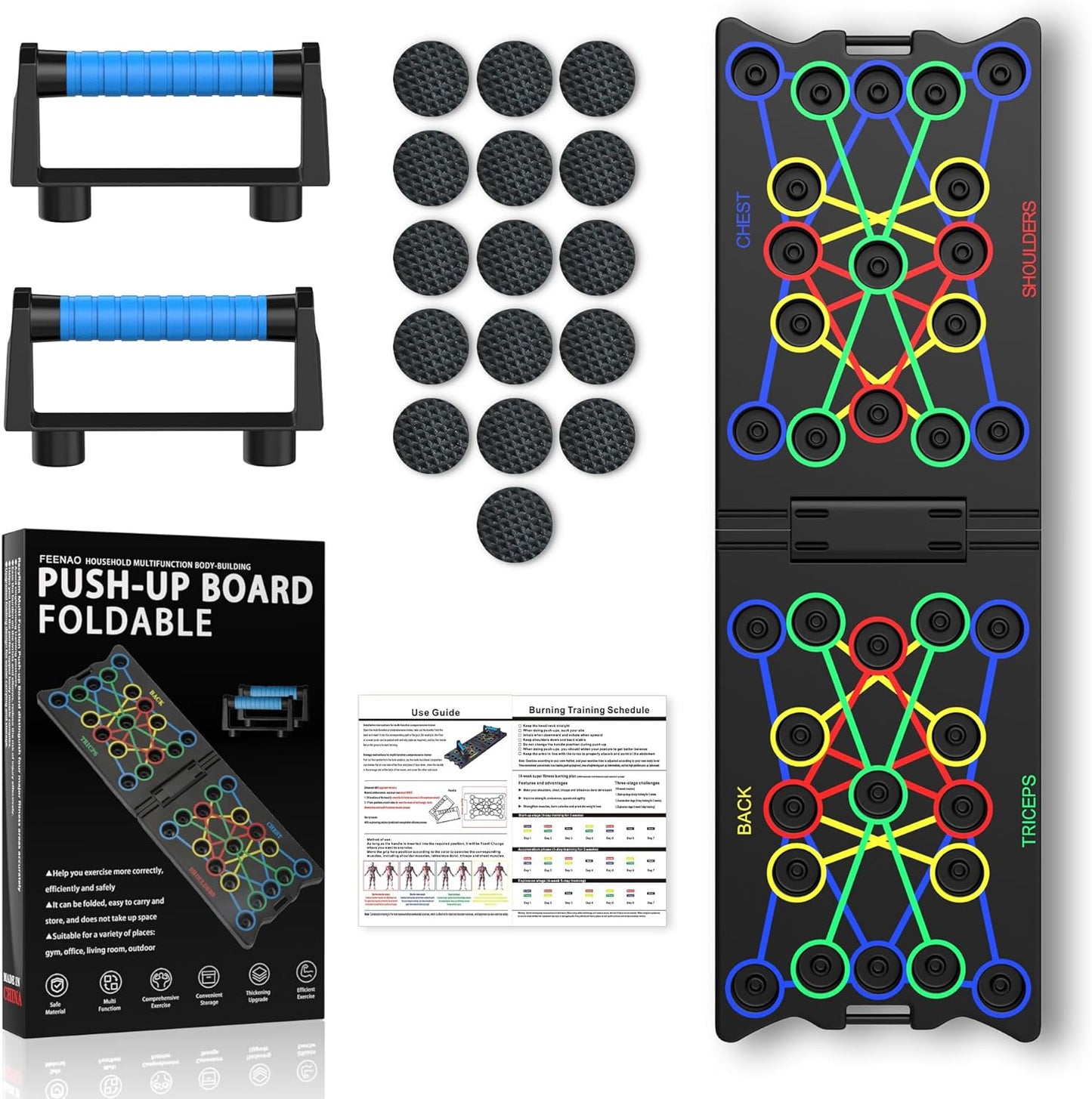 Foldable Push up Board, 24-In-1 Multi-Function Home Workout Equipment, Burn Fat Strength Training Equipment for Effectively Exercise the Muscle of the Upper Body Shoulders,Chest,Back and Triceps