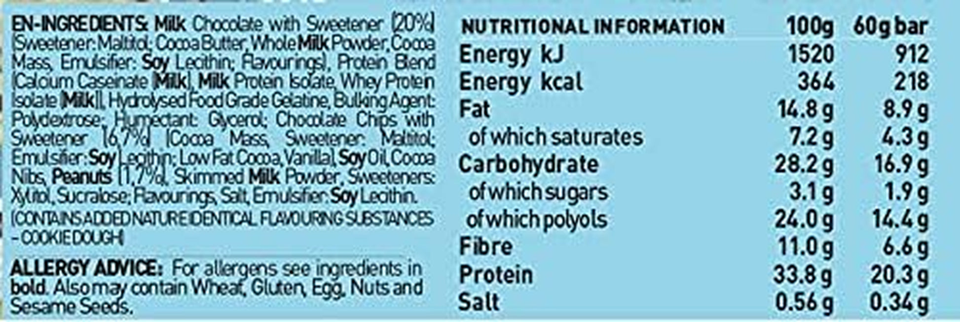 Carb Killa High Protein and Low Carb Bar, 12 X 60 G - Chocolate Chip Cookie Dough (Contains Peanuts)