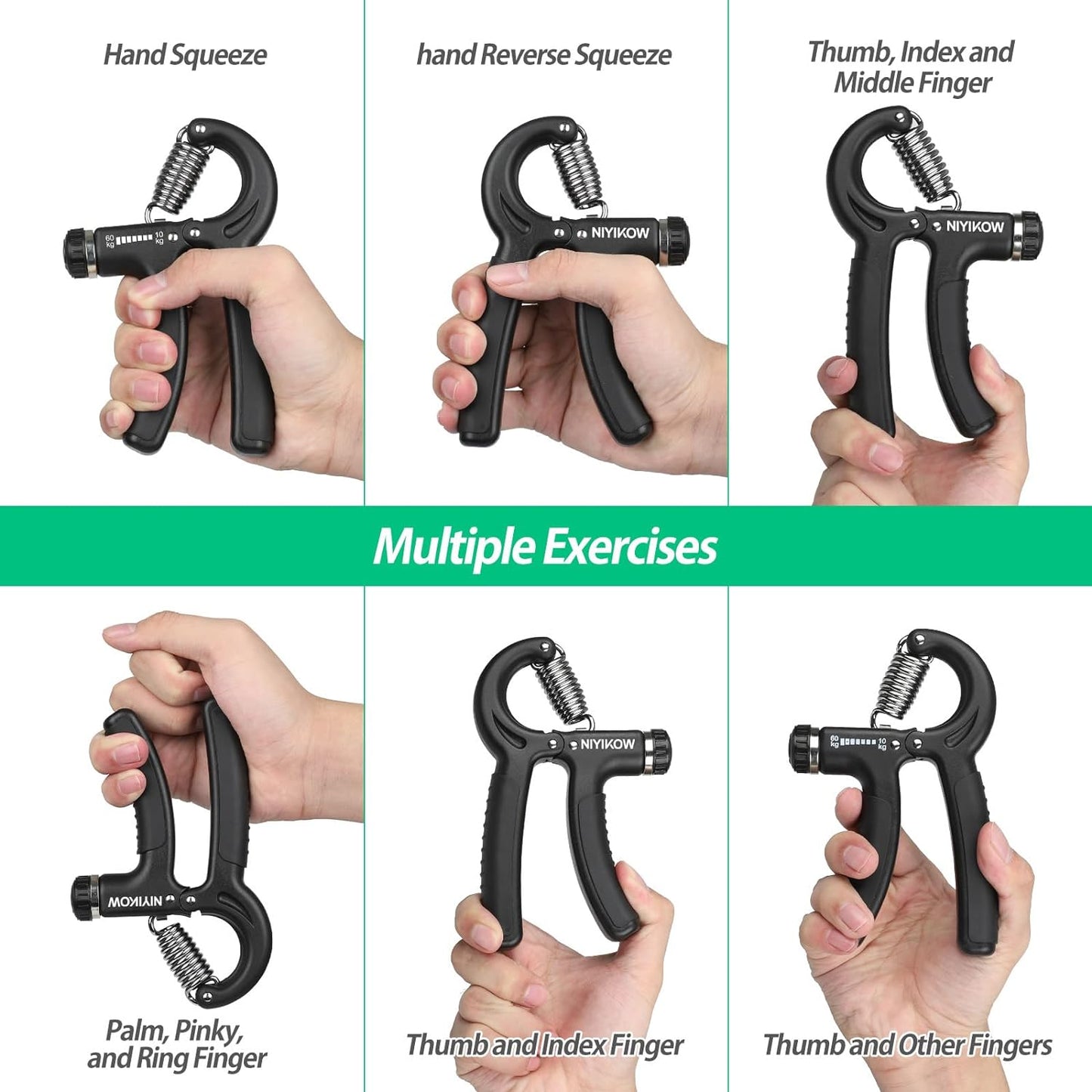 2 Pack Hand Grip Strengthener, Grip Strengthener, Forearm Strengthener, Adjustable Resistance 22-132Lbs (10-60Kg), Perfect for Musicians Athletes and Hand Injury Recovery