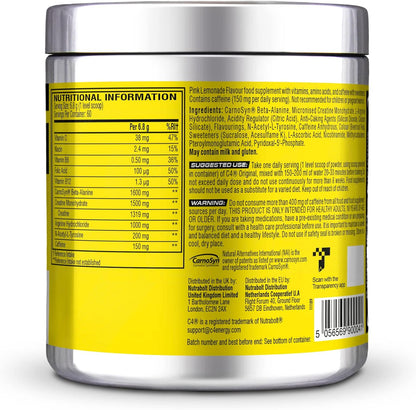 C4 Original Beta Alanine Sports Nutrition Bulk Pre Workout Powder for Men & Women | Best Pre-Workout Energy Drink Supplements | Creatine Monohydrate | Pink Lemonade | 60 Servings