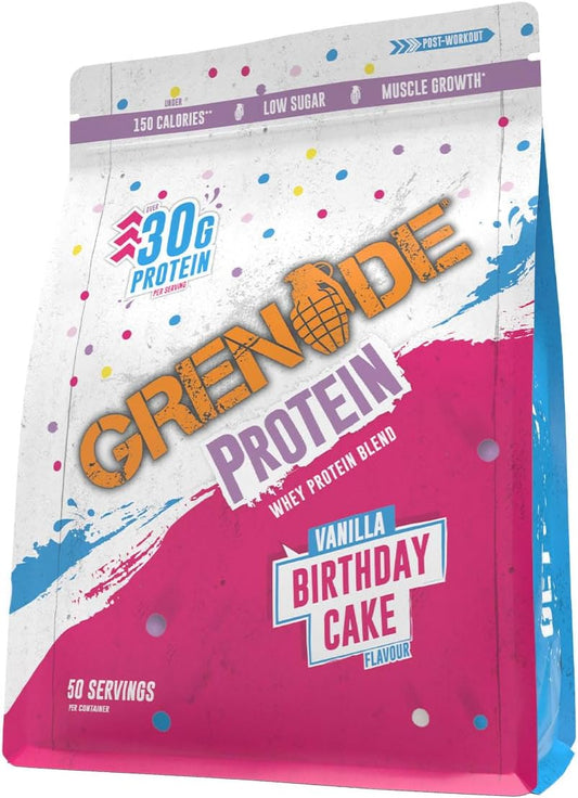 Protein Powder, Whey Protein Blend with 30G Protein per Serving, High Protein, Low Sugar (50 Servings) - Birthday Cake, 2 Kg (Pack of 1)