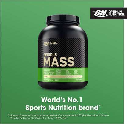 Serious Mass Protein Powder with Creatine, Glutamine, 25 Vitamins & Minerals, High Calorie Mass Gainer, Vanilla Flavour, 8 Servings, 2.73Kg, Packaging May Vary