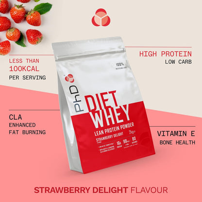 Nutrition Diet Whey Low Calorie Protein Powder, Low Carb, High Protein Lean Matrix, Strawberry Delight Diet Whey Protein Powder, High Protein, 80 Servings per 2 Kg Bag