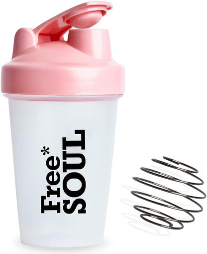 Protein Shaker Bottle 400Ml with Mixball - Pink - BPA Free - Mini Water Bottle for Protein Shakes - Small & Easy to Grip & Temperature Safe