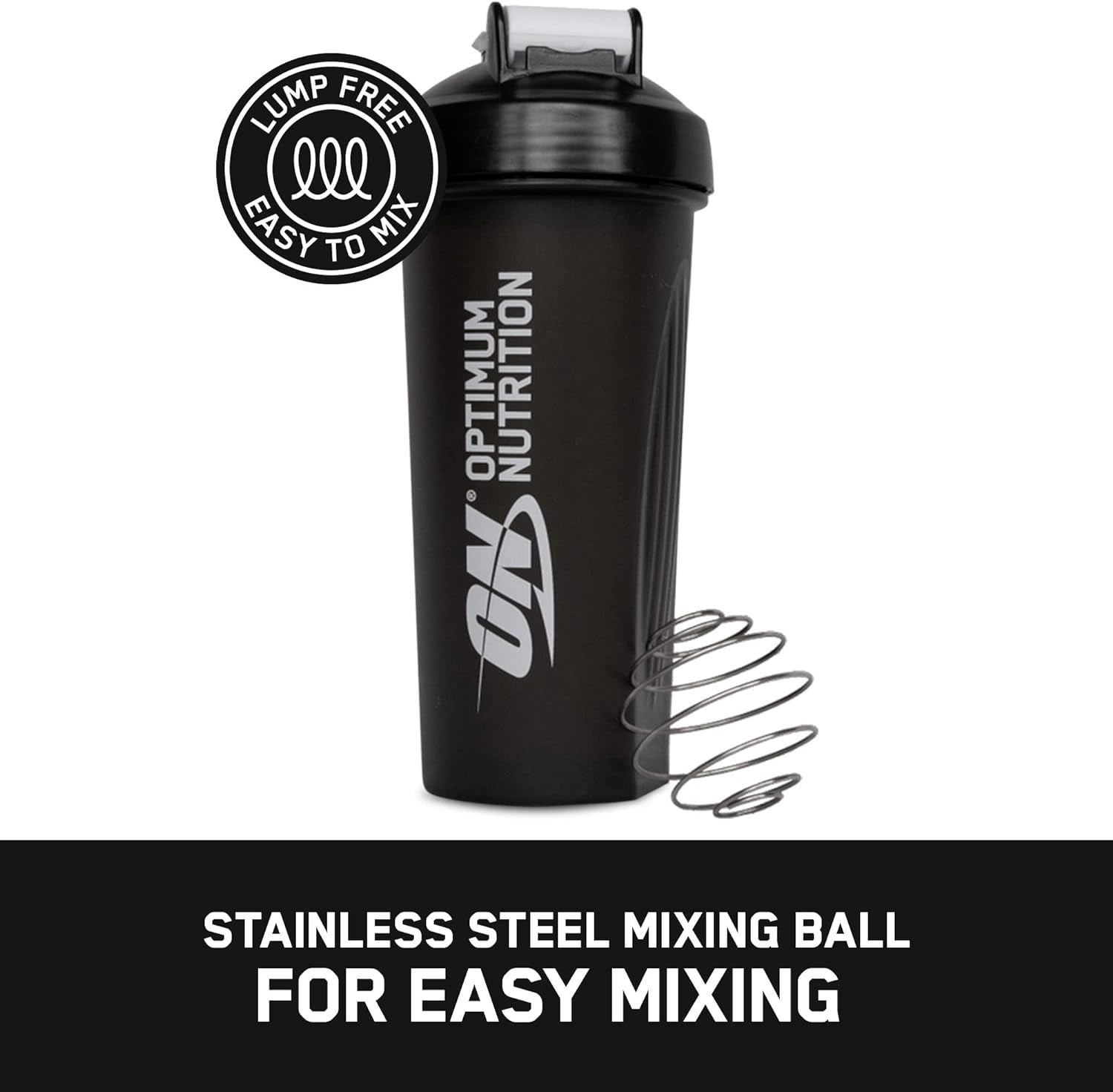 on Shaker with Stainless Steel Mixing Ball, BPA- and Dehp-Free, Dishwasher Safe, Black, 600 Ml