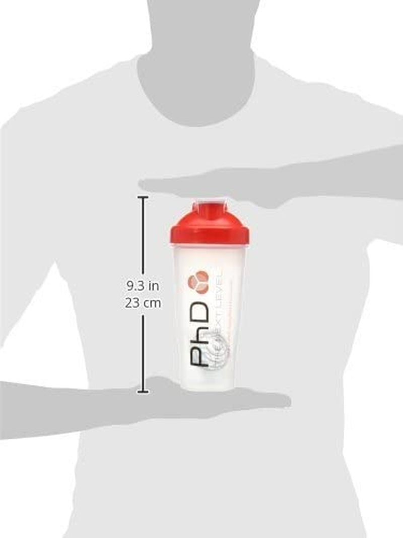 Nutrition Mixball Shaker, Shaker for Protein Shakes, Wire Mixball Whisk, Red Non-Drip Screw Lid, Transparent Colour, 600 Ml