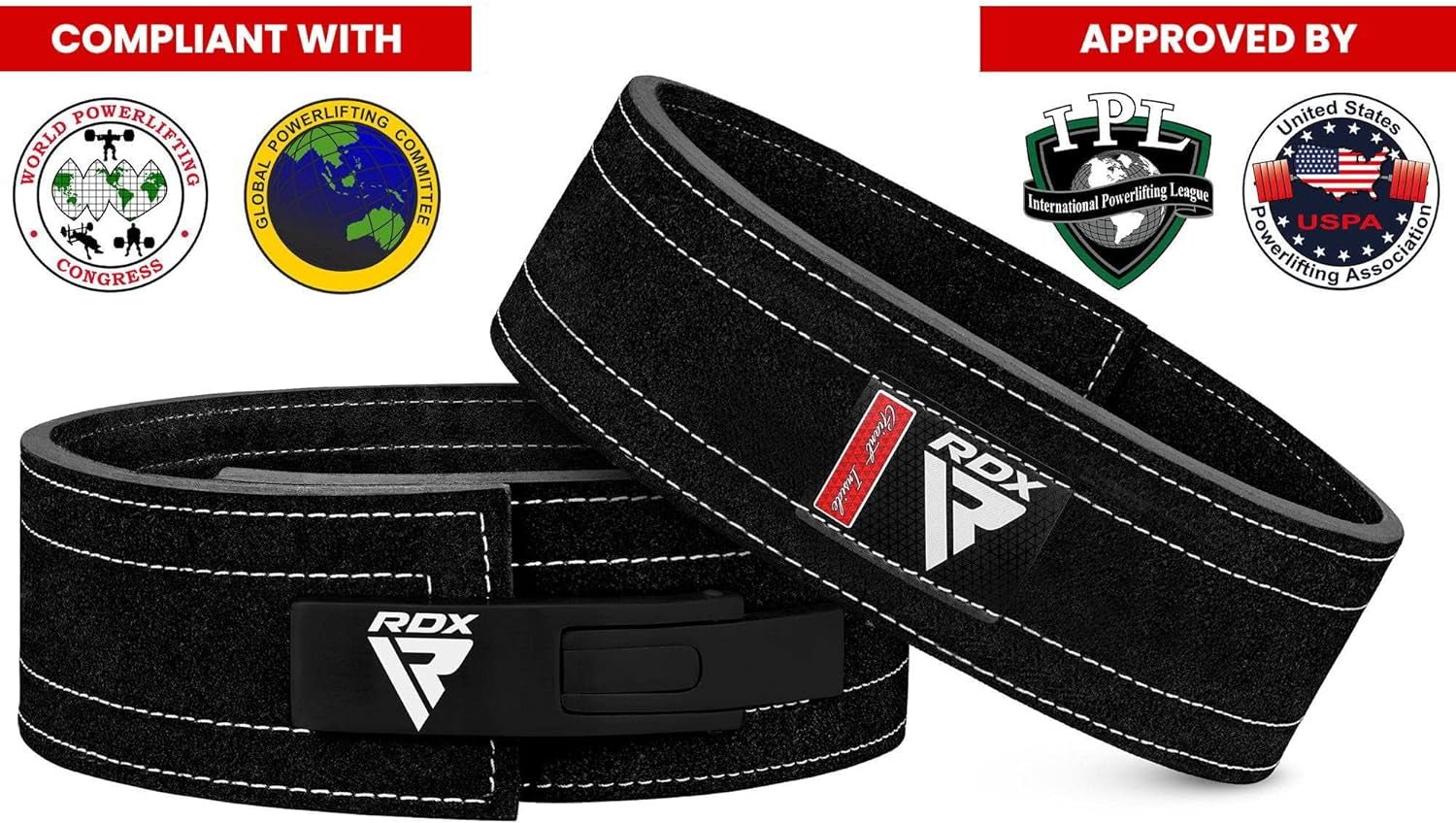 Powerlifting Belt for Weight Lifting, Approved by IPL and USPA, Lever Buckle Gym Training Leather Belt 10Mm Thick 4 Inches Lumbar Back Support Men Women Bodybuilding Deadlifts