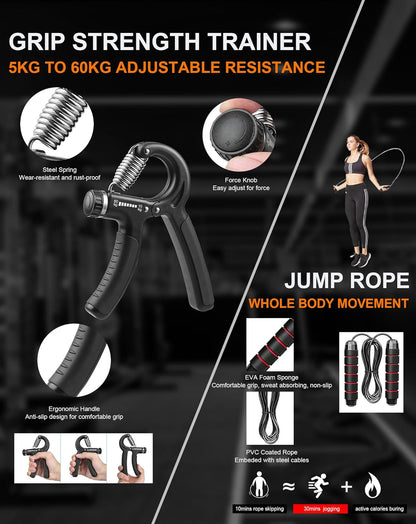 Portable Fitness Kit with 36 Gym Accessories, 22-In-1 Push-Up Plate, Pilates Bar, Resistance Bands, Abdominal Rollers, Home Gym Strength Trainer, Men'S and Women'S Total Body Fitness Equipment