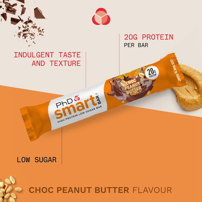 Nutrition Smart Protein Bar Low Calorie, Nutritional Protein Bars/Protein Snacks, High Protein Low Sugar, Chocolate Peanut Butter Flavour, 20G of Protein, 64G Bar (12 Pack)