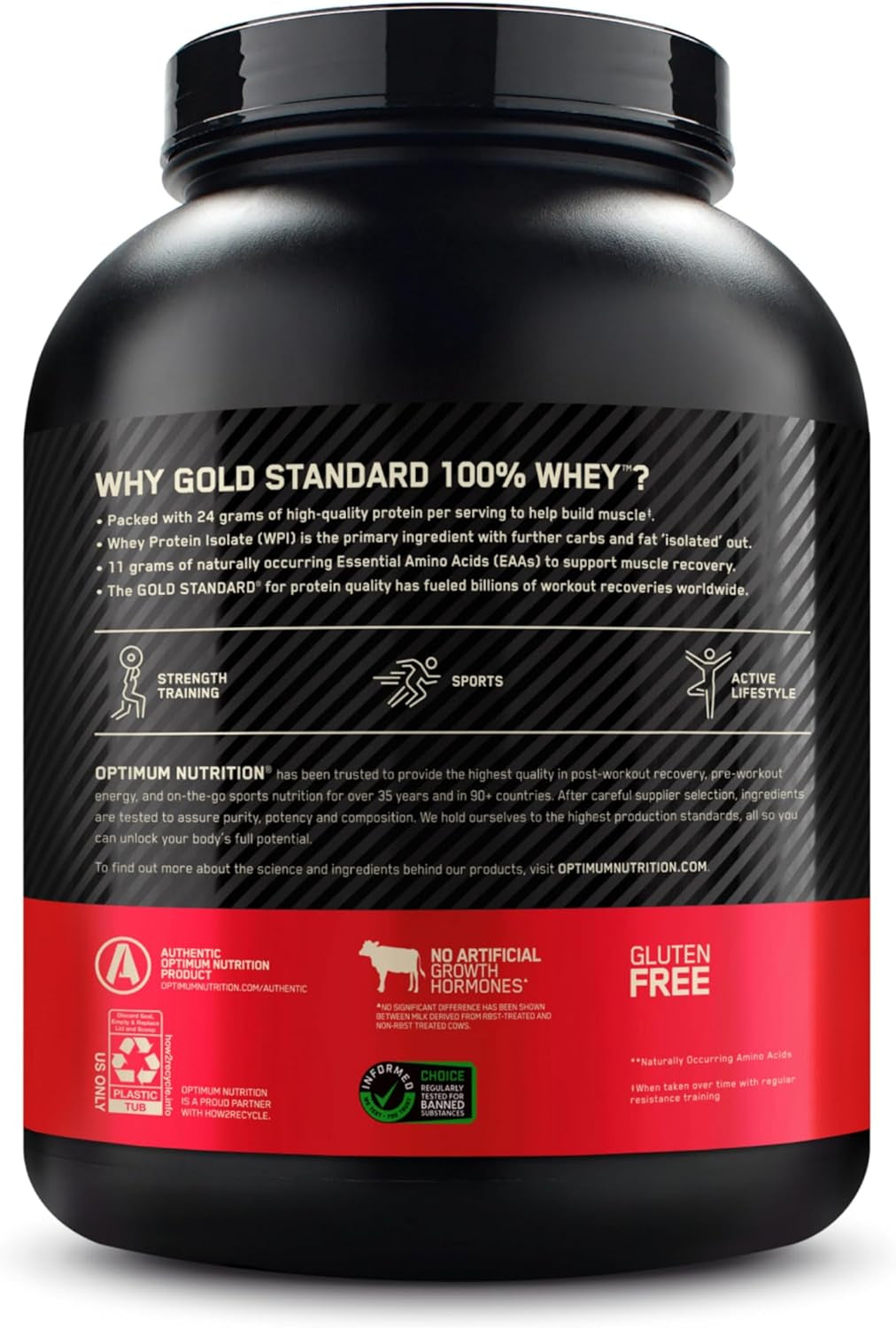 Gold Standard 100% Whey Muscle Building and Recovery Protein Powder with Naturally Occurring Glutamine and BCAA Amino Acids, French Vanilla Crème Flavour, 76 Servings, 2.28 Kg
