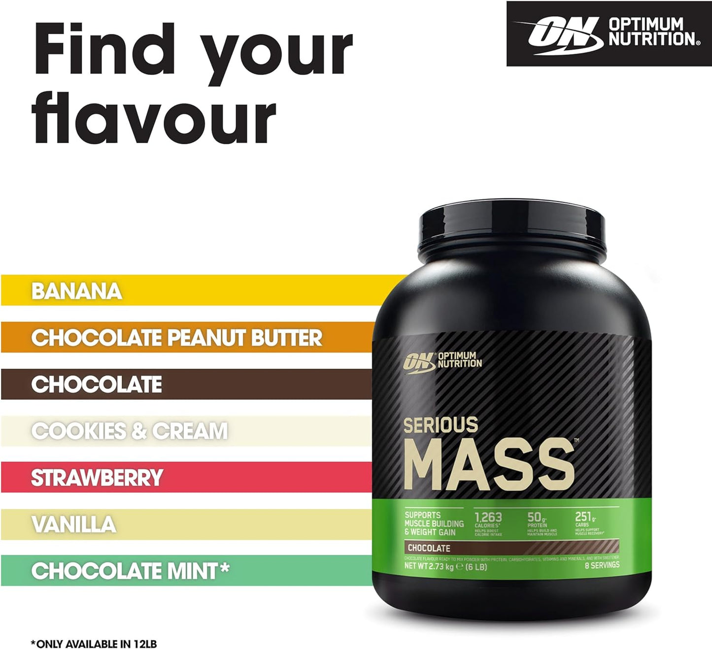 Serious Mass Protein Powder with Creatine, Glutamine, 25 Vitamins & Minerals, High Calorie Mass Gainer, Chocolate Flavour, 8 Servings, 2.73Kg, Packaging May Vary