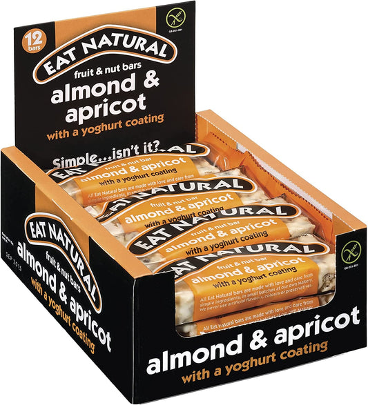 Bars with Yoghurt Coating Fruit Nut Cereal Bars, Almond & Apricot 50G (Pack of 12)