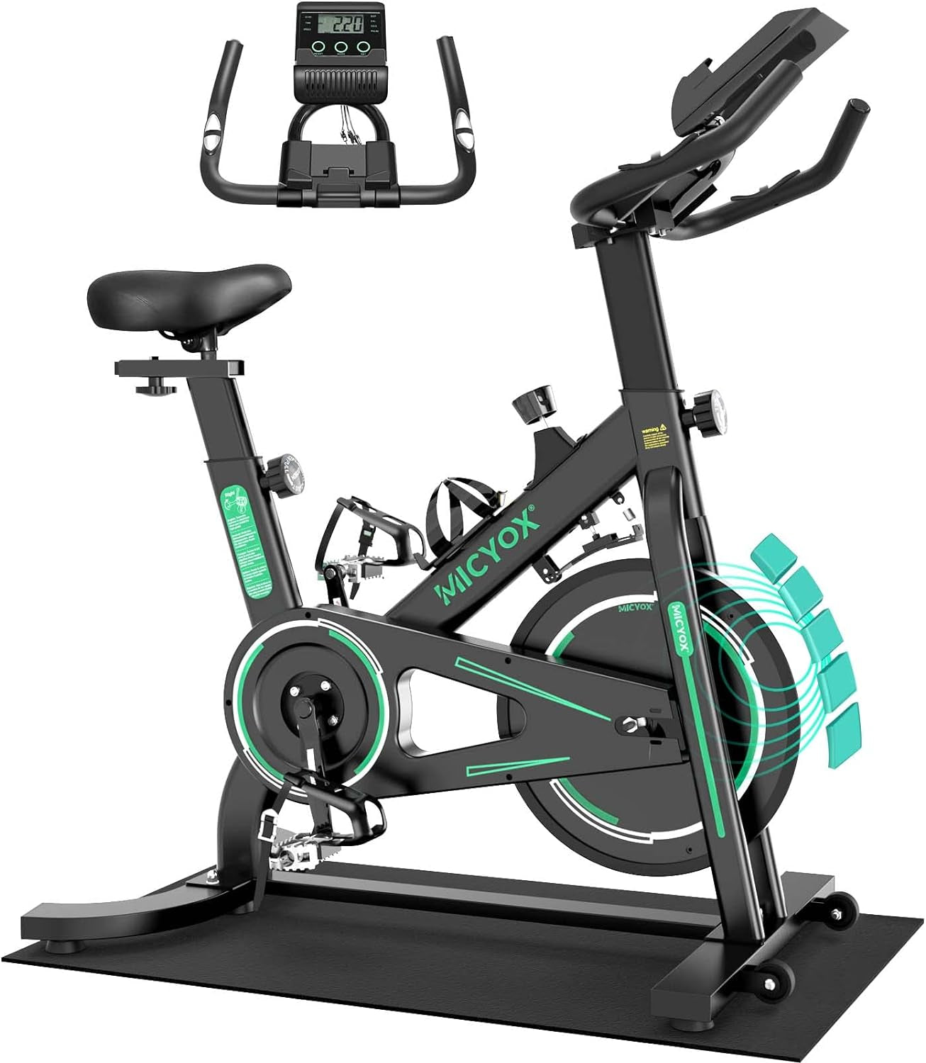 MX87 Exercise Bike Magnetic Resistance Indoor Cycling Bike with 26Lb Flywheel, Pulse Sensor, Adjustable Saddle Handlebar and Emergency Brake, Silent Stationary Bikes for Home