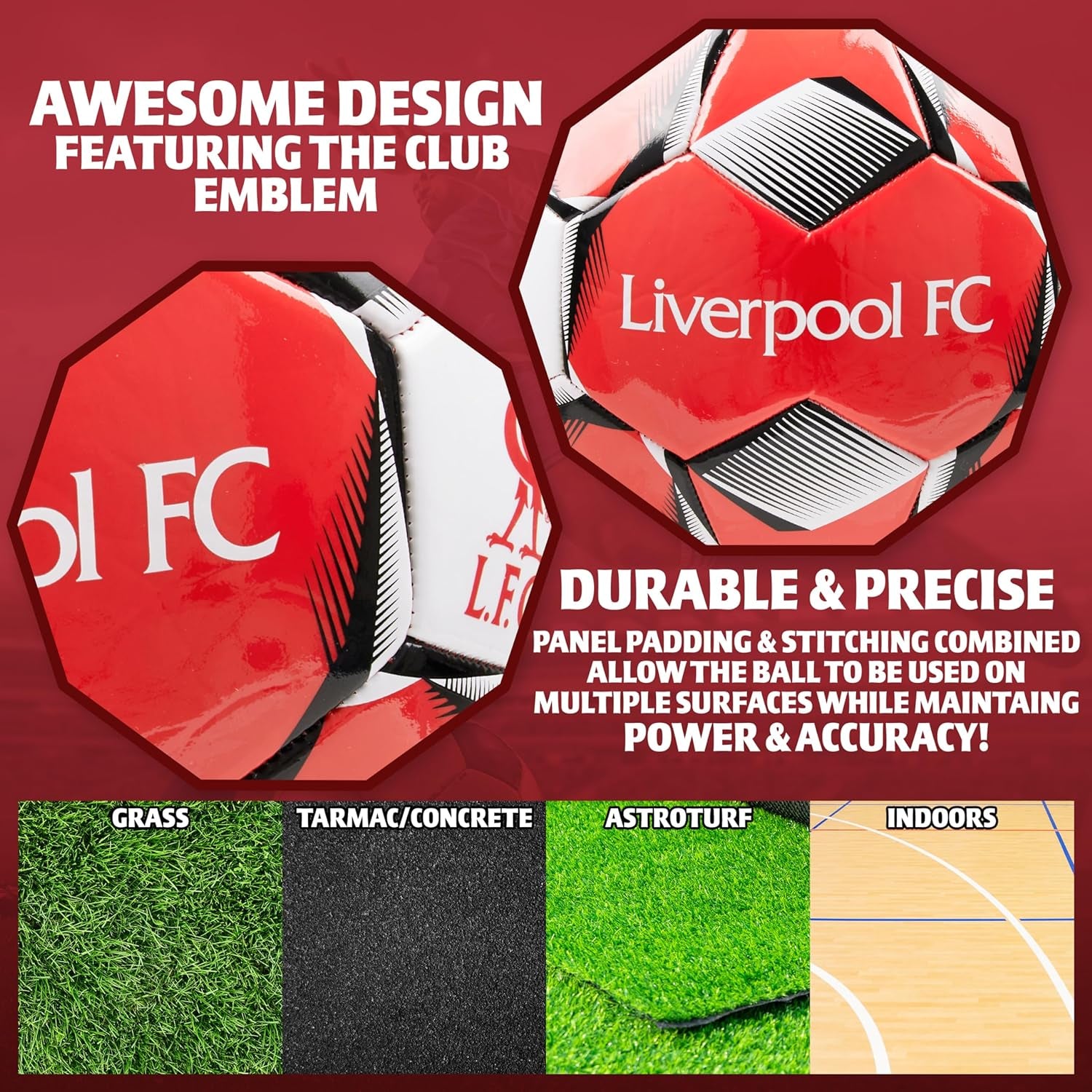 Football Soccer Ball for Adults Teenagers Kids Training Football Size 3, 4 or 5 Liverpool Merchandise