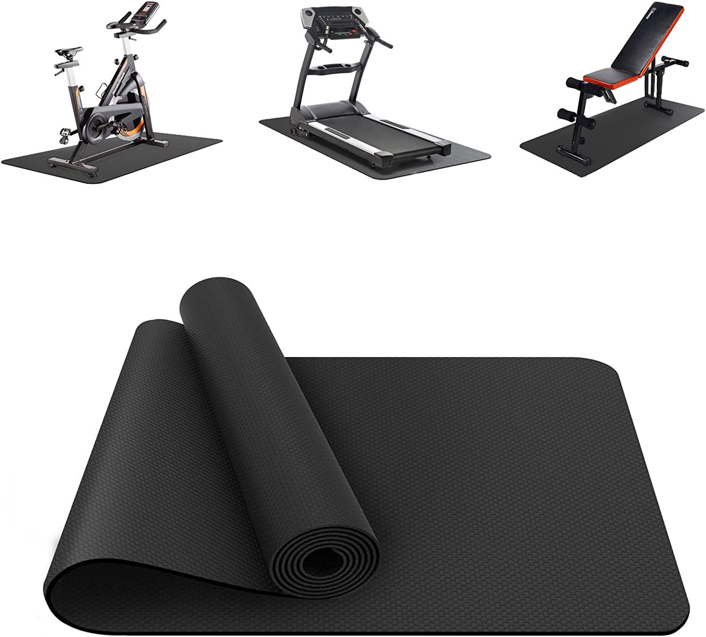 Treadmill Mat, Exercise Equipment Mat Heavy-Duty Protective Floor Mat for under Stationary Bike, Spin Bike, Fitness Equipment, 180Cm X 75Cm, Black