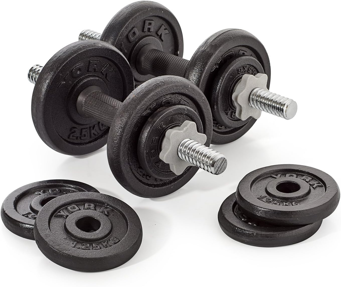 Fitness 20 Kg Cast Iron Spinlock Dumbbell - Adjustable Hand Weights Set (Pack of 2) - Black