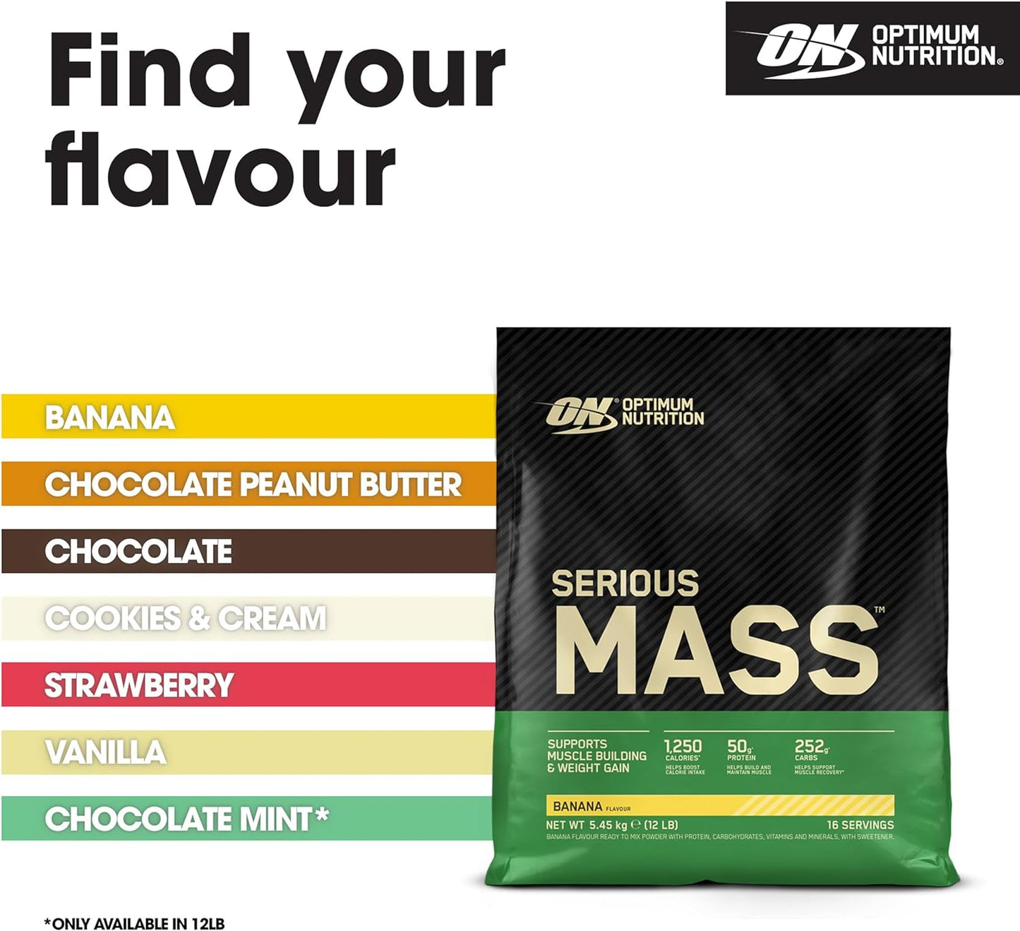 Serious Mass Protein Powder with Creatine, Glutamine, 25 Vitamins and Minerals, Banana Flavour, 16 Servings, 5.45KG