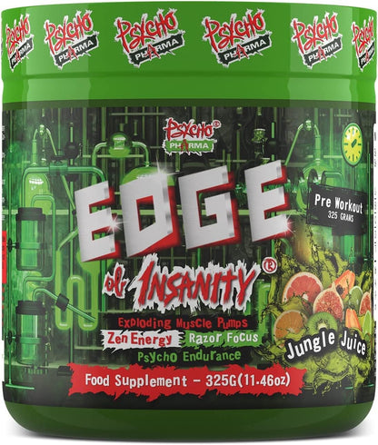 New #1 Strongest PWO  Edge of Insanity - Most Intense Pre Workout Powder For, Focus, Power & Energy. Premium Researched Formula and Ingredients - 325G