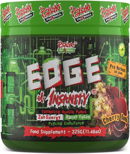 New #1 Strongest PWO  Edge of Insanity - Most Intense Pre Workout Powder For, Focus, Power & Energy. Premium Researched Formula and Ingredients - 325G